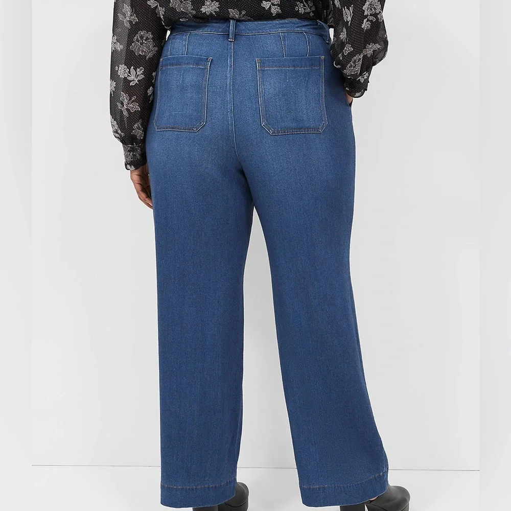 Lane Bryant Mid Rise Classic Fit Wide Leg Viscose Lyocel Long Tall Trouser Jeans